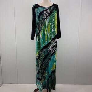 Bob Mackie Wearable Art Animal Print Maxi Dress Sz XL Artsy Mob Wife Art To Wear